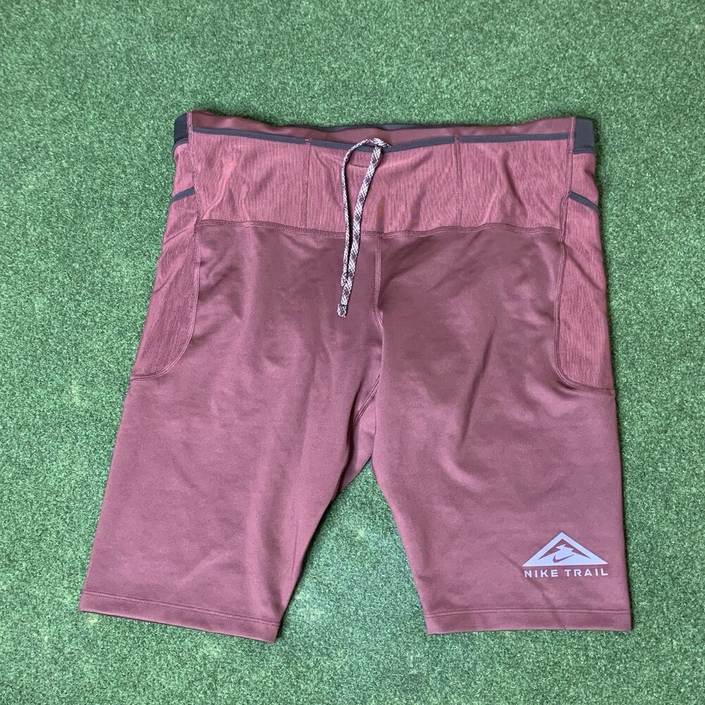 Sz XXL Nike Trail Lava Loops 1/2 Running Tights Men’s Burgundy DV9307-652